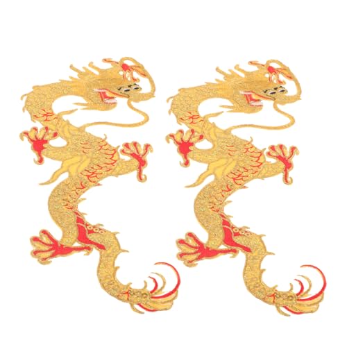 2 Stück Drachen Stickerei Aufnäher Bügel oder Näh Patches für Kleidung Rucksäcke Hochwertige Applikationen für Diy Bastelprojekte Langlebig Komfortabel von OSALADI