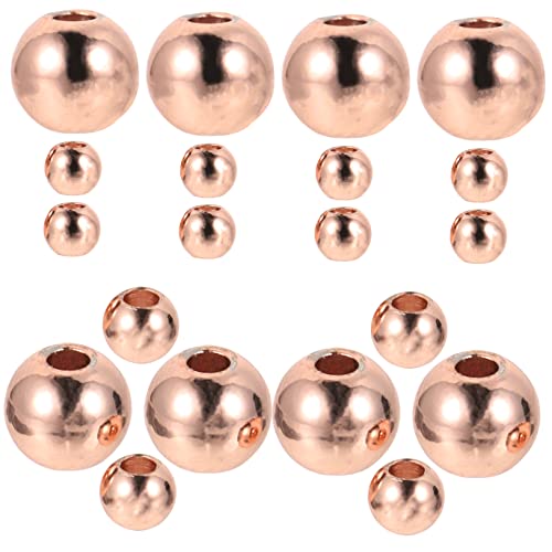 200Stücke Kupfer Abstandshalterperlen für DIY Armbänder Runde Metallperlen Schmuckzubehör für Dekoration und Roségold für Basteln von OSALADI