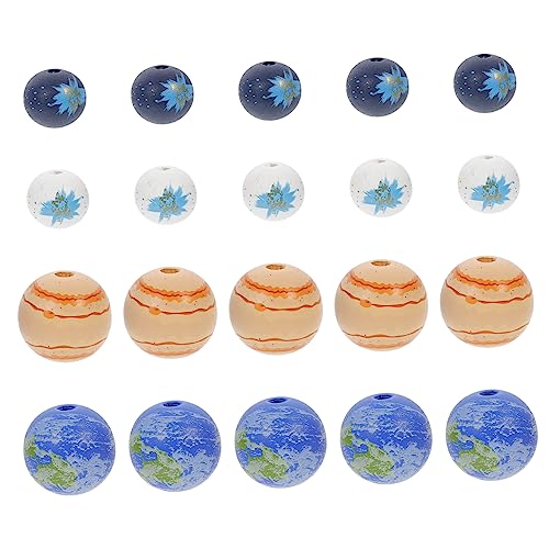 20Stücke Holzperlen Große Lochperlen für DIY Schmuckherstellung Bastelzubehör Farbige Holzkugeln für Schlüsselanhänger und Dekoration von OSALADI