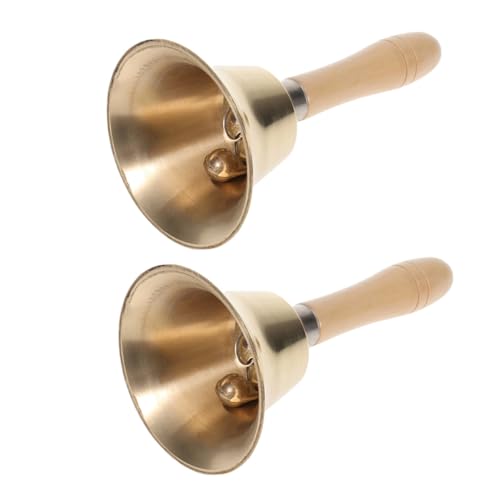 2Stücke Handglocke aus Kupfer mit Holzgriff Ergonomisches Design für Schule Restaurant und Bar Laut und Langlebig für Anrufe und Service 2Stücke Handglocke aus Kupfer mit Holzgriff Ergonomisches Design für Schule Restaurant und Bar Laut und Langlebig für Anrufe und Service von OSALADI
