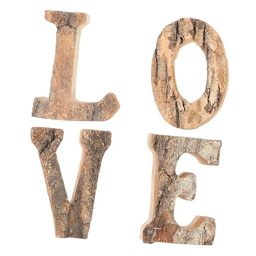 4 Stück Holz Liebe Teiliges Alphabet Ornament für Hochzeit Valentinstag und Romantische Anlässe Langlebig und Perfekter Fotohintergrund von OSALADI