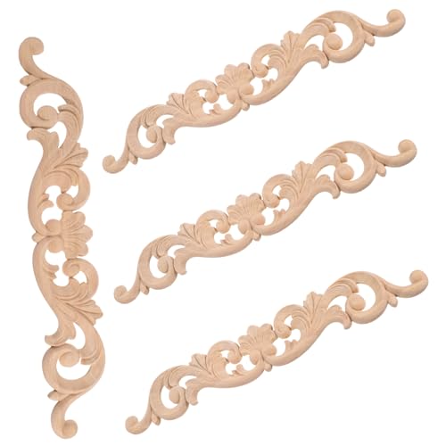 4 Stück Teiliges Holzschnitzerei Applique Vintage Holzverzierung für Möbel Türen und Wände für Dekoration und Diy Projekte von OSALADI