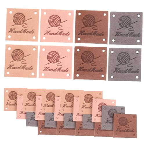 40Stücke Handgefertigte Lederetiketten mit Löchern Hochwertige PU Lederetiketten für DIY Kleidung zum Annähen und Verzieren von Strick und Nähprojekten von OSALADI
