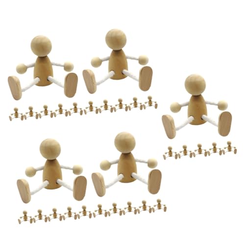 5 Sätze Bewegliche Holzpuppen Blanke Diy Puppen Für Holzfiguren Zur Dekoration Für Spielzimmer Für Malprojekte Und Miniaturszenen 6 Stücke * 5 von OSALADI
