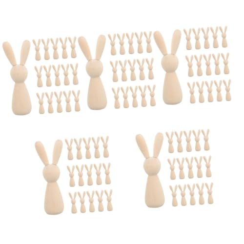 5 Sätze Teiliges Holzkaninchen Unlackierte Diy Dekorationsfiguren Für Tischdeko Bastelprojekte Kinderbeschäftigung Farbgestaltung Und Mehr 16 Stück * 5 von OSALADI