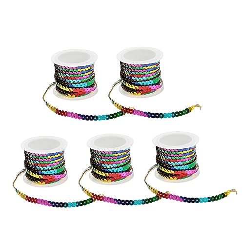 5Rollen Pailletten Schnur DIY Dekoration für Kleidung Schuhe und Accessoires Hochwertiges Langlebiges Paillettenband für Nähprojekte Leicht von OSALADI