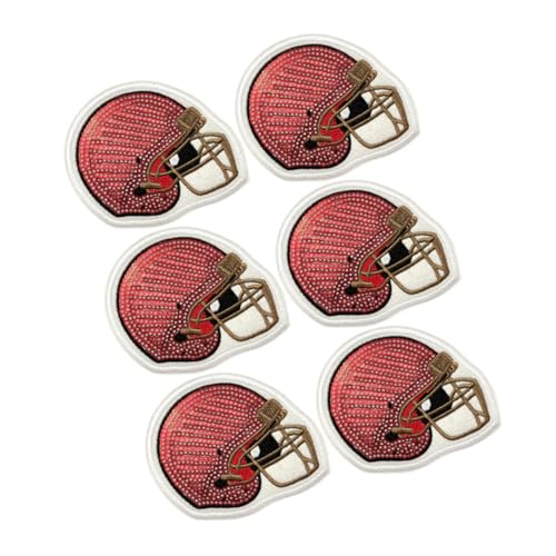 6 Stück Rugby -Helm -Stoff Patch Sportstil gestickte Patches Stickapplikation aufnähen Rugby Helm Reparaturflecken gestickter Flicken zum Aufbügeln Aufnäher basteln Polyester von OSALADI