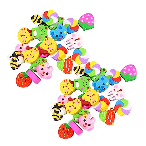 60Stücke Mini Radiergummis im Cartoon Design für Lustige Bleistiftgummis aus Sicherem Material Zubehör für Schule von OSALADI