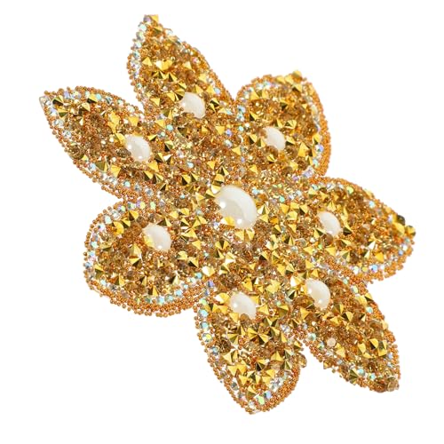 Goldene Strass Applikation Bügelbild für Kleidung Schuhe Hüte Dekoratives Patch mit Rhinestones für Diy Projekte und Gestaltung von OSALADI