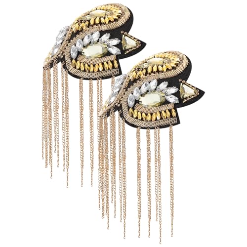 OSALADI 1 Paar Goldene Vintage Schulterklappen Metall mit Quasten Fransen Schulterabzeichen für Kostüme Punk Stil Dekoration für Anzüge ein Paar Schultermarken von OSALADI