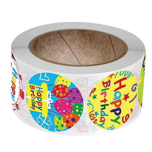 OSALADI 1 Rolle 500 Stück alles zum geburtstag aufkleber Name Schüttgut Dekoration Etiketten Kind scheckheft cute sticker Geschenktütenaufkleber Buchaufkleber Kupferplattenaufkleber von OSALADI
