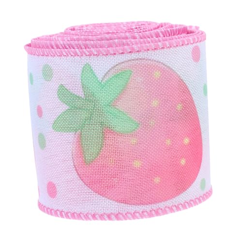 OSALADI 1 Rolle Erdbeerbandbogen Süße Erdbeeren Bastelbedarf Erdbeermuster erdbeer dekoration Trendiges Geschenkband Partyverpackungsband Verpackungsband für DIY-Bänder Polyester von OSALADI