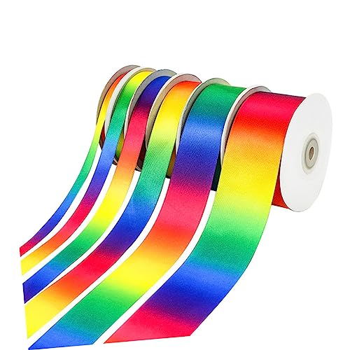 OSALADI 1Rolle Regenbogenband Hochdichtes Polyester Farbverlauf Geschenkband für Basteln und Dekoration für Geburtstage und Hochzeiten von OSALADI