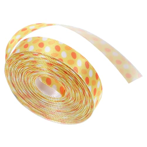 OSALADI 1 Rolle Geschenkverpackungsband Party Rosa Bänder Satin Zartes Osterband Osterdruckband Osterkunstband Osterschleifen Bastelband Osterstoffband Gelbes Polyester von OSALADI
