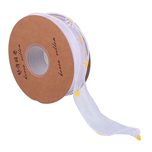OSALADI 1 Rolle Schleife rosa Satinband Chiffon Seidenband Eisstockschießen Dekorationen Party ribbon bandfeile Geschenkbänder ein Verpackungsband Gänseblümchenband Polyestergarn Weiß von OSALADI