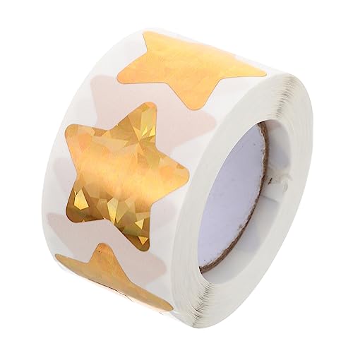OSALADI 1 Rolle Selbstklebende Goldene Sternaufkleber für Holographische Belohnungssticker für Kindergarten und Schule für Kunst Dekoration von OSALADI