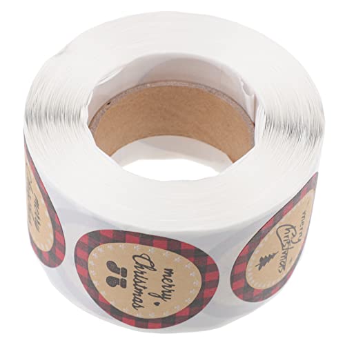 OSALADI 1 Rolle Selbstklebende Weihnachtsaufkleber für Geschenktüten Umschläge und Verpackungen Vintage Kraftpapier Etiketten mit Festlichen Motiven Leicht Abziehbar und Rückstandsfrei von OSALADI