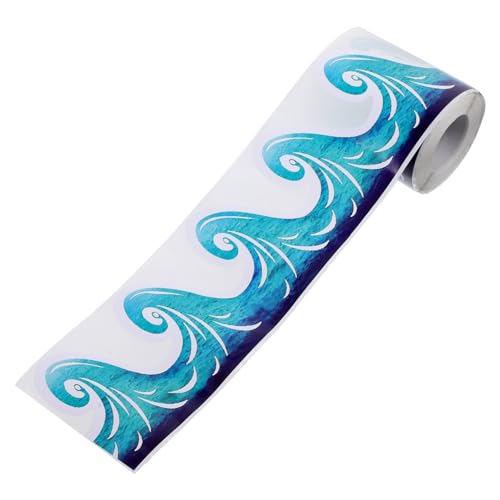 OSALADI 1 Rolle Wasserdichtes Selbstklebendes Dekorationsband für Tafeln Blauer Wellenrand für Kreative Gestaltung von Klassenräumen und Bulletin Boards von OSALADI