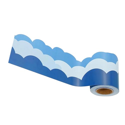 OSALADI 1 Rolle Wolkenrandaufkleber Randbesatzstreifen Grenzverkleidungs ​​-tafel Randleisten Für Tafeln Pinnwand Dekoration Rollrandbesatz Blue Aufkleber Aus Beschichtetem Papier von OSALADI
