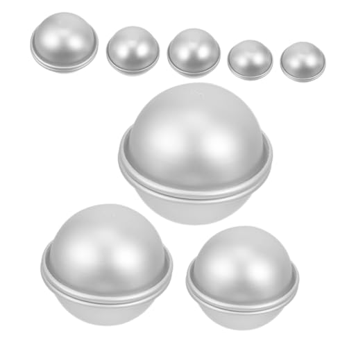 OSALADI 1 Satz Backform Kugelform Badeformen Herstellung Ball Salz Schimmel Runden Kleine Kuchenform Form Für Badesalzkugeln Badekugel-form Aluminiumlegierung Silber 16 Stück von OSALADI