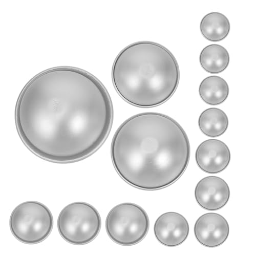 OSALADI 1 Satz Backform Kugelform Badeformen Herstellung Runden Schimmel Ball Kuchenform Form Für Badekugeln Badekugel-bastelformen Badekugel-form Silber Aluminiumlegierung 16 Stück von OSALADI