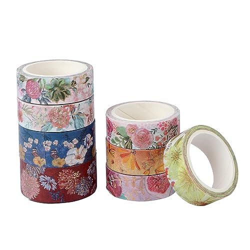 OSALADI 1 Satz Bronzing Washi Tape Mit Blumenmuster Dekoratives Klebeband Für Diy Handbuch Tagebuch Und Scrapbooking 8rollen von OSALADI