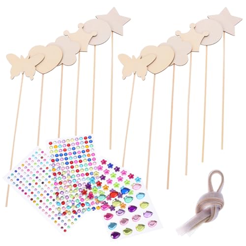 OSALADI 1 Satz DIY Holz Zauberstäbe für Bastelprojekte Unbehandelt mit Dekorationsmöglichkeiten Wie Farben Aufklebern und Glitzer für Partys und Cosplay von OSALADI
