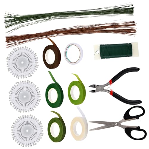 OSALADI 1 Satz Diy Blumenverpackungs Teiliges Werkzeug für Trockenblumen Doppelseitiges Klebeband Blumendraht und Schere für Kreative Bastelprojekte von OSALADI