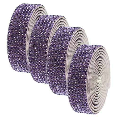 OSALADI 1 Satz Diy Decorative Diamond Aufkleber Blenden Strassbänder Diamantaufkleber Für Gürtel Zurück Strassband Applikationen Aus Strass Kleiderverzierungen Strasssteine Violett 4rollen von OSALADI