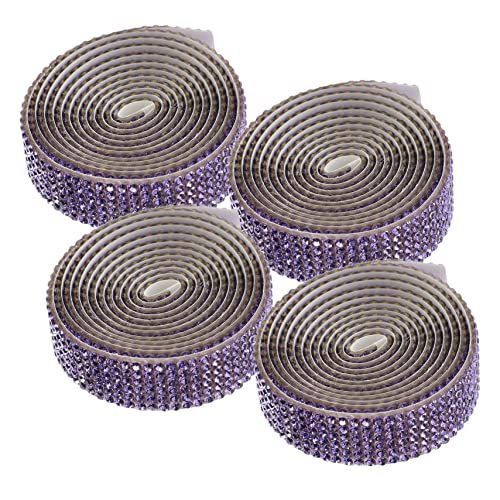 OSALADI 1 Satz Diy Decorative Diamond Aufkleber Zurück Strassbesatz Strassbänder Gürtel Strass-applikation Handgefertigte Strass-applikation Strasssteine Violett 4rollen von OSALADI