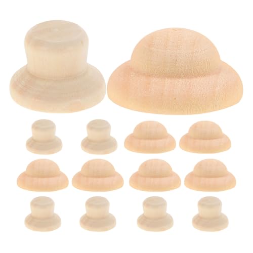 OSALADI 1 Satz Diy Holzpflock-puppenhut Puppenhüte Für Handwerk Miniatur-puppenhüte Diy Holzhut Basteln Unbemalter Puppenhut Aus Holz Diy Unvollendete Peg-puppen-mütze Beige 40 Stück von OSALADI