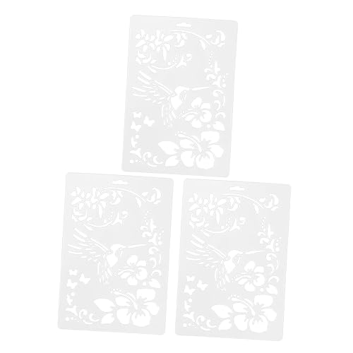 OSALADI 1 Satz Diy Hummingbird Blumen Malvorlagen Kunststoff Zeichenschablonen Für Kreative Mädchen Wiederverwendbar Für Scrapbooking Stoffmalerei Und Mehr 3 Stück von OSALADI
