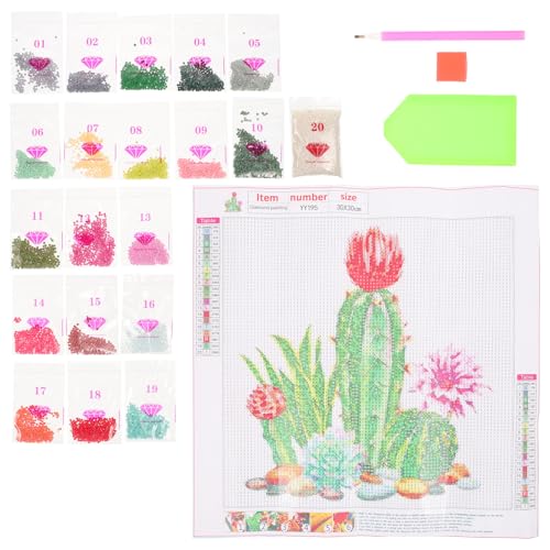 OSALADI 1 Satz Diy Kreuzstich Set mit Cactus Druck Starter Kit für Handarbeiten Farbenfrohes Stickerei Kit für Anfänger für Kreative Dekorationen ohne von OSALADI