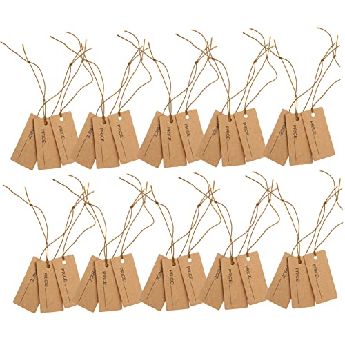 OSALADI 1 Satz Elastisches Seiletikett Hängende Tags Etiketten Klein Einzelhandel Für Tags Zum Etikettieren Von Taschen Pappschilder Kraftpapier Light Brown 100 Stück von OSALADI