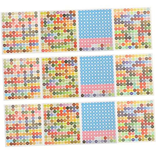 OSALADI 1 Satz Farbaufkleber Kunstetiketten Diamantetiketten Runde Aufkleber Etiketten Bunte Zahlenaufkleber Selbstklebende Zahlenaufkleber Fortlaufende Zahlenaufkleber Bunte 20 Blatt von OSALADI