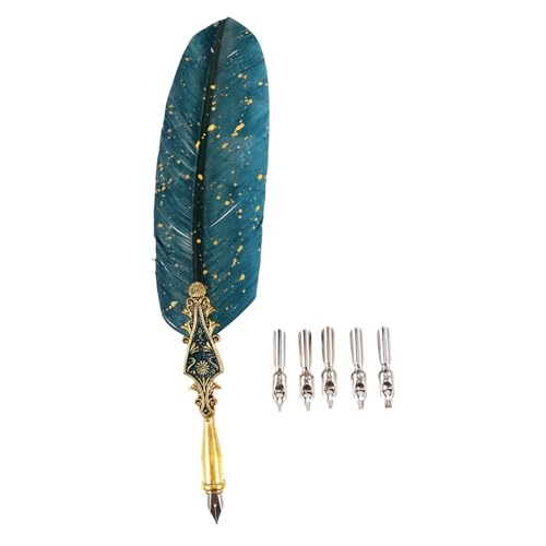 OSALADI 1 Satz Federkiel-Set Und für Bausatz Kalligraphie-Übungsstift Anfänger Nibs dekorative Federkiel Kalligraphie Dip Stift Füllfederhalter-Kit künstliche Feder Green OSALADI 1 Satz Federkiel-Set Und für Bausatz Kalligraphie-Übungsstift Anfänger Nibs dekorative Federkiel Kalligraphie Dip Stift Füllfederhalter-Kit künstliche Feder Green von OSALADI
