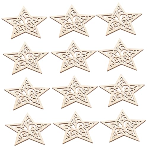 OSALADI 1 Satz Fünf-punkte-sternholzchip-dekoration Silberne Sterne Sterndekor Drahtsterne Zum Basteln Klein Reiz Scheiben Sternhandwerk Für Handwerk Dekorationen Form Beige 50 Stück von OSALADI