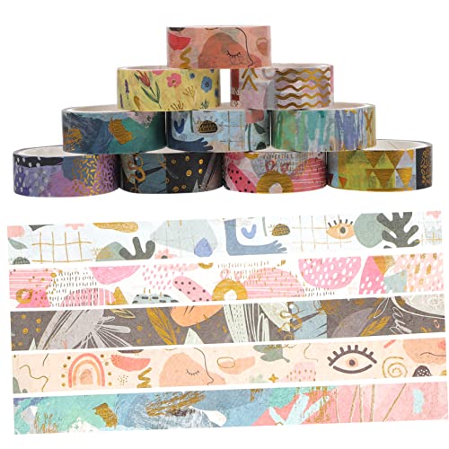 OSALADI 1 Satz Geometrisches Goldfolien Washi Tape Set Diy Scrapbooking Klebeband Rolle Dekoratives Klebeband Für Planer Und Journaling 10 Rollen von OSALADI