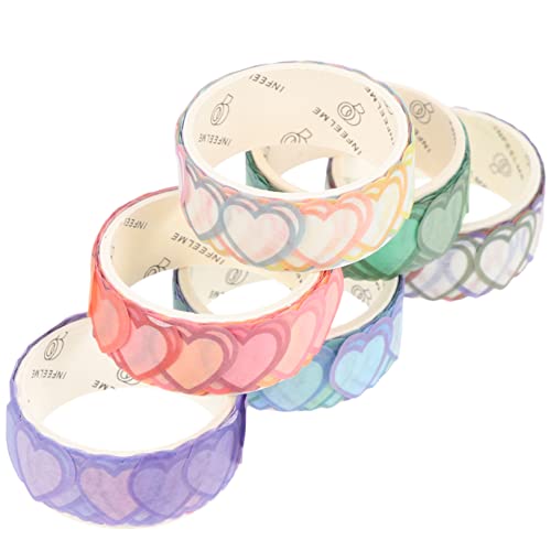 OSALADI 1 Satz Herz Washi Sticker Für Scrapbooking Notizbuch Dekoration Selbstklebende Herzaufkleber Verschiedenen Farben Für Diy Journaling Und Bastelprojekte 6rollen von OSALADI