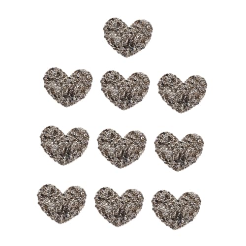 OSALADI 1 Satz Herz-strass-aufkleber Nähen Jackenflicken Gestickte Aufnäher Herzen Bastelset Basteln Für Kleidungszubehör Strass-patches Harz-strasssteine Grey 10 Stück von OSALADI