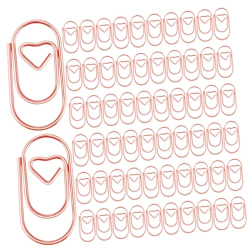 OSALADI 1 Satz Herzförmige Büroklammern Metal Clips Roségold Für Büro Und Kreative Projekte Als Lesezeichen Für Notizen Robust Und Dekorativ 200 Stück von OSALADI