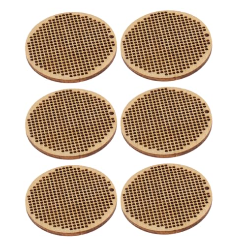OSALADI 1 Satz Holz Ornament Blanko Plaketten Für Diy Kreuzstich Projekte Runde Form Natürlichem Holz Für Bastelarbeiten Und Dekorationen 6 Stück von OSALADI