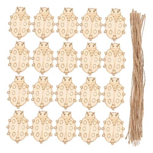 OSALADI 1 Satz Holzanhänger Hängend Basteln Ornament Fun Decor Party Vogeldekorationen Marienkäfer Dame Kunsthandwerk Festival-ausschnitte Holzscheibe Diy-chip Hanfseil Beige von OSALADI