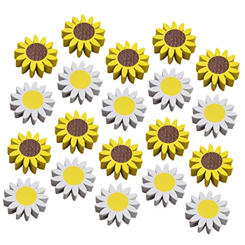 OSALADI 1 Satz Holzperlen Daisy Holzperlen Für Diy Schmuck Handwerk Wreaths Heimdekoration Weiße Gelbe Für Bastelprojekte 20 Stück von OSALADI
