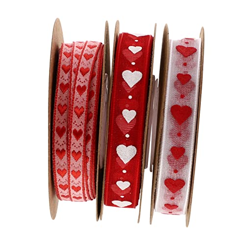 OSALADI 1 Satz Liebes Webband Pastell Dekoband Party Dekoration Weißes Band Herzen Valentinstag Dekorationsbänder Zum Basteln Valentinstagsband Basteln Polyester 4Rollen von OSALADI