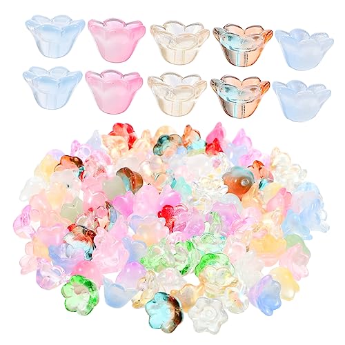 OSALADI 1 Satz Lilie Der Talblume Hanging Dekoration Anhänger Für Die Schmuckherstellung Verschiedene Reize Hängend Blumen Ästhetische Reize Kunsthandwerk Rosa Armbandperlen Glas 100 Stück von OSALADI