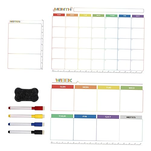 OSALADI 1 Satz Magnetischer Planer Set für Kühlschrank Abwischbares Notizpad mit Monats Wochen und Tagesübersicht Stift und Radiergummi für Einkaufslisten und Familienorganisation von OSALADI