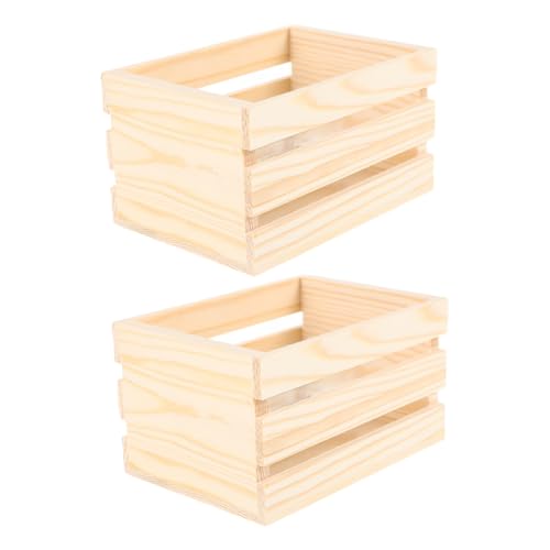 OSALADI 1 Satz Miniatur Holz Körbchen Vielseitige Dekoration Und Aufbewahrung Für Puppenhaus Gartenornament Rustikale Holzboxen Für Mini Lebensmittel Und Getränke Und Dekorativ 2 Stück von OSALADI