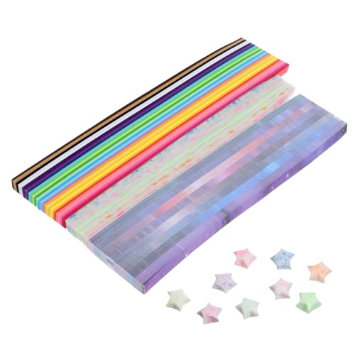 OSALADI 1 Satz Origami Sternenpapier Streifen Sternenhimmel Farbverlauf Nachtleuchtende Effekte Bastelmaterial Für Kreative Diy Projekte Langlebiges Und Reißfestes Papier Für 1290 Stück von OSALADI