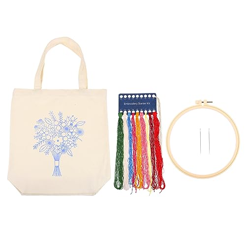 OSALADI 1 Satz Stickerei Canvas Tasche mit Anleitung und Zubehör Diy Handtasche für Anfänger Große Kapazität Leicht und Praktisch für Individuelles Gestalten von OSALADI